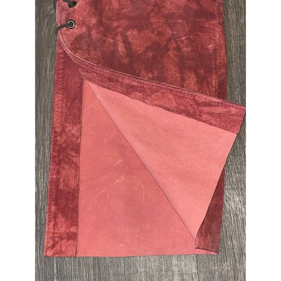 Vintage 90s Bebe Suede Leather Side Lace Up Mid Rise Pants Size 4 Bottom Slits - Picture 9 of 13